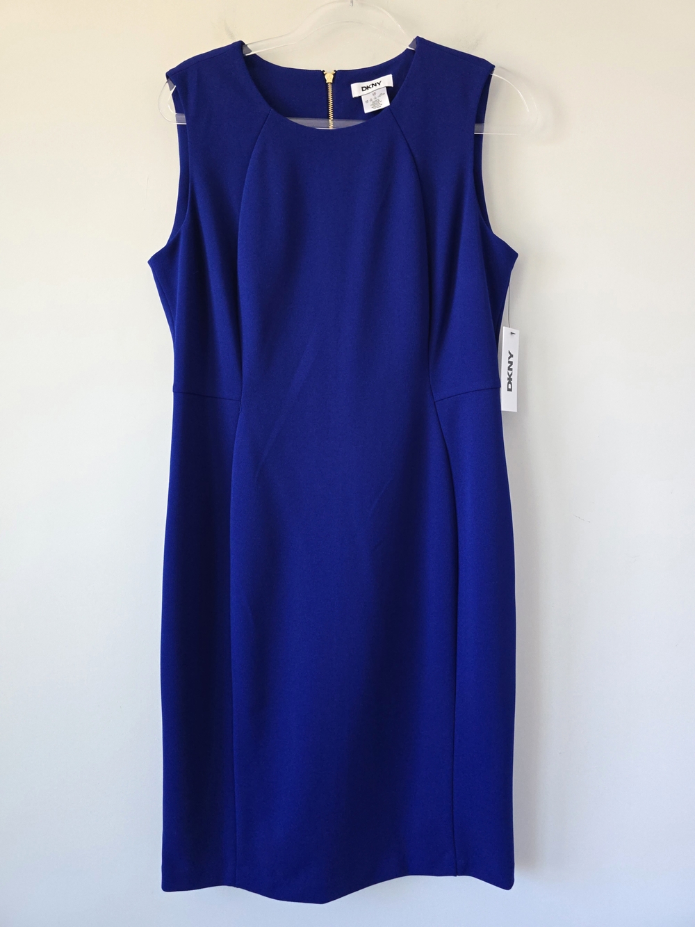 DKny Sleeveless Sheath Midi Dress Women 14 Cobalt Blue NWT